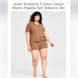 Jenni Women's Cotton Gauze Shorts Pajama Set Tobacco Tan